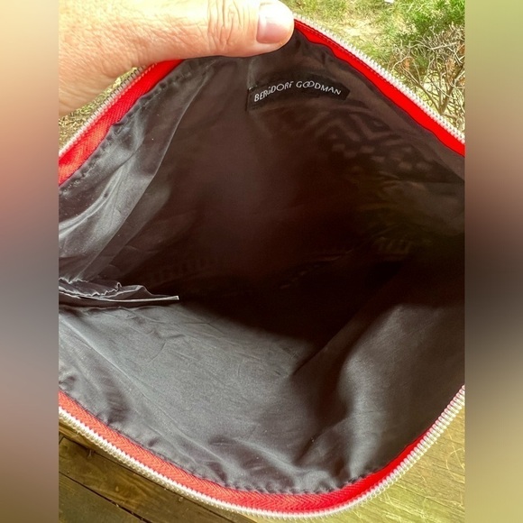 Bergdorf Goodman aztec black cream southwestern boho clutch orange trim Y2K - Picture 5 of 10